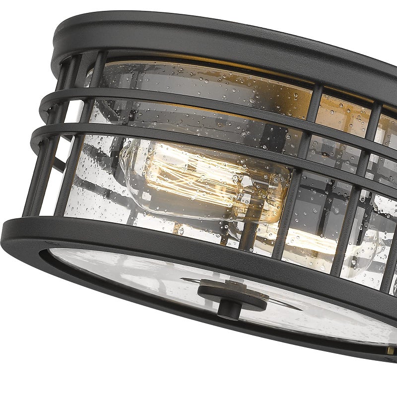 zeyu Industrial Ceiling Light, Farmhouse Flush Mount Ceiling Light 12 Inch, Black Finish with Seeded Glass, ZW01-F BK-R - Image 2